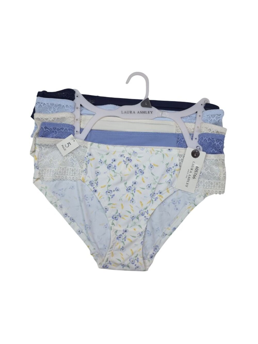 Laura Ashley Womens L 5-Pack Lace & Floral Bikini Panties Assorted Colors